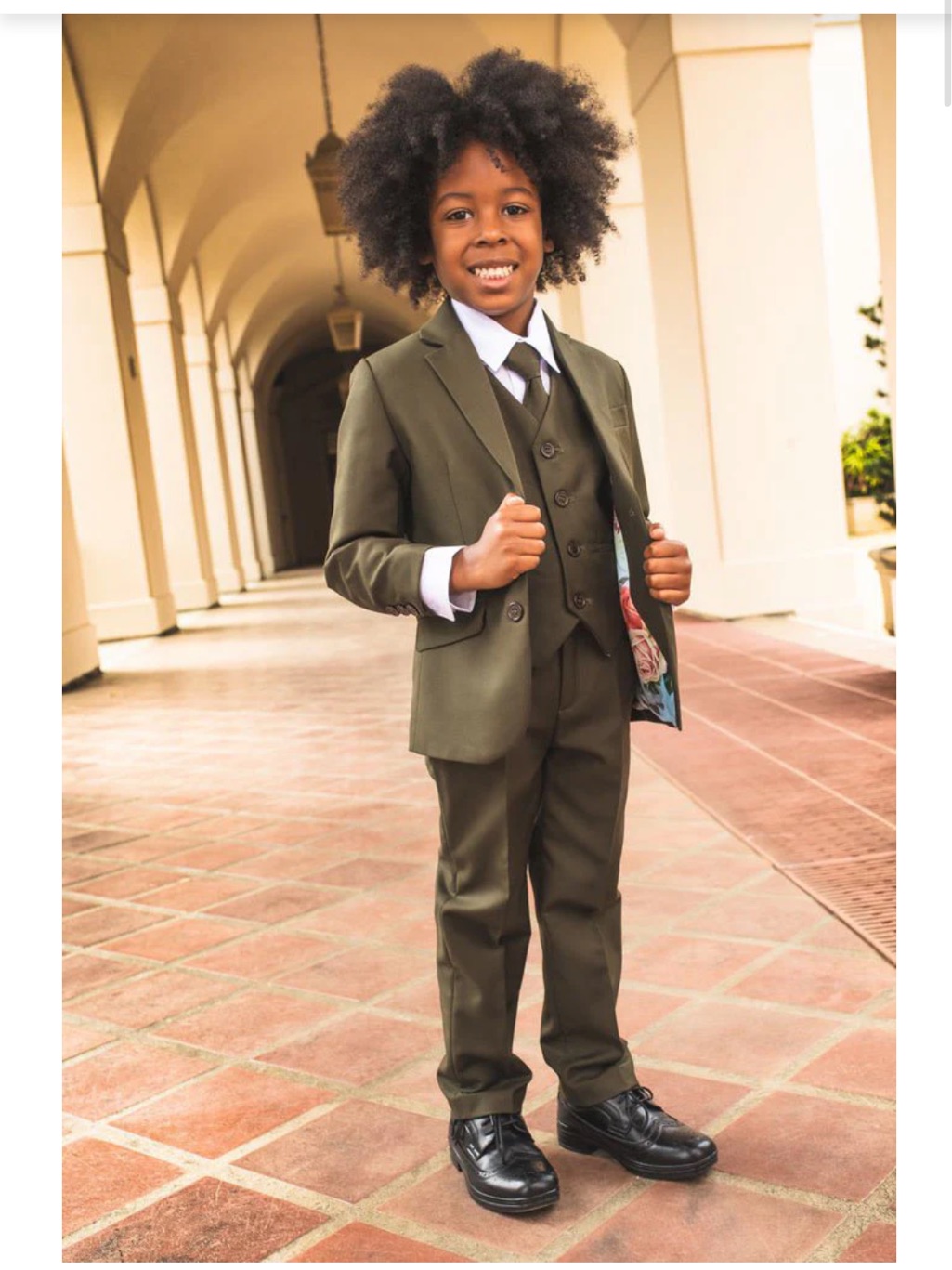Peanut Butter Collection Boyâs Five Piece Suit - Olive Green